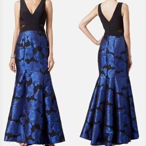 AVERY G Floral Mermaid Maxi Formal Gown Black/Blue Size 2